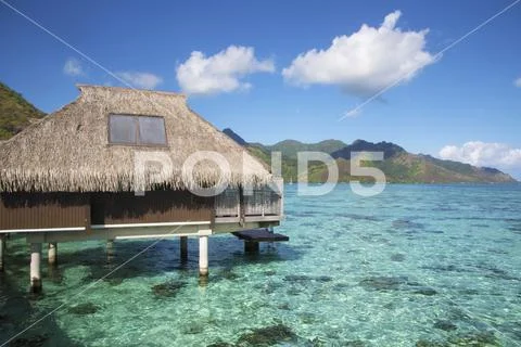 Over water bungalow in Moorea, French Polynesia Stock Photos