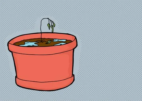 Over-Watered Seedling on Gray Illustration