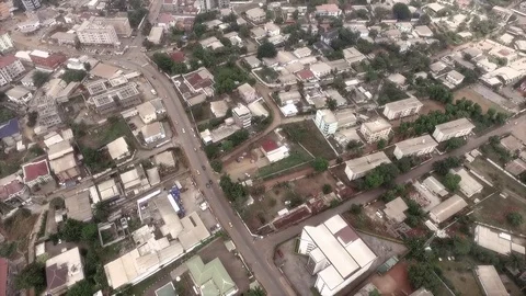 Over Yaounde residential Bastos Stock Footage 80973560