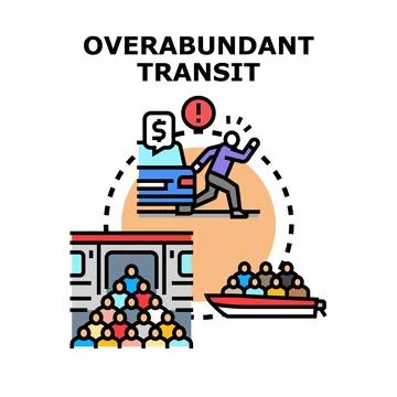 Overabundant transit creating human migration challenges and solutions Stock Illustration