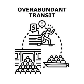 Overabundant transit creating human migration challenges and solutions Stock Illustration