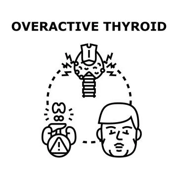 Overactive thyroid gland causing health problems Stock Illustration