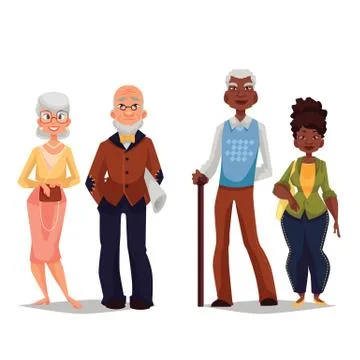 Overage two pairs, Africans and Europeans Stock Illustration