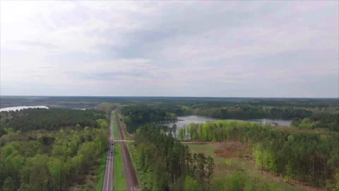 Overall drone view of Polish forests and lakes from above 動画素材 339170503