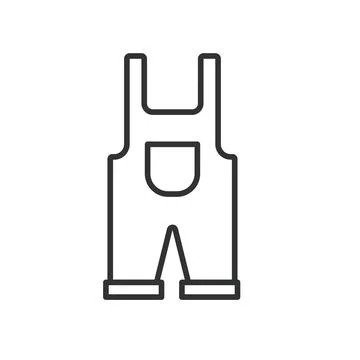 Overall icon line design. Worker, clothes, work wear, personal, uniform, pants Stock Illustration