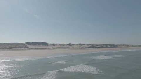 Overall panoramic right to left pan beach Stock Footage 345221013