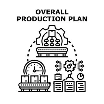 Overall production plan illustrating smart manufacturing process 库存插图
