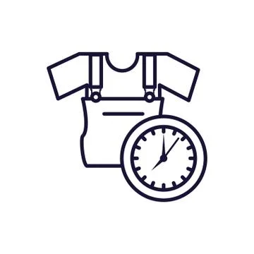 Overall uniform construction with clock time Stock Illustration