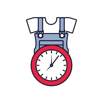 Overall uniform construction with clock time Stock Illustration