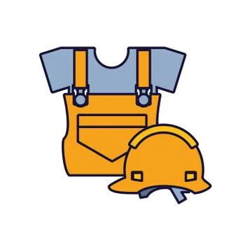 Overall uniform construction with helmet security Stock Illustration