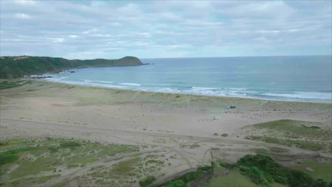 Overall view of beach near plain Stock Footage 340993240