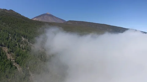 Overall view from great height peak Teide Volcano national park Tenerife Canary Stock Footage 109223347