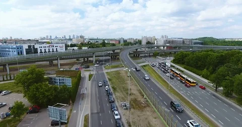 Overall View On A Highway Intersection. Aerial Shot Stock Footage 89862390