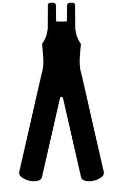 Overalls working. Black silhouette. Work clothes with pockets for gardening. イラスト素材