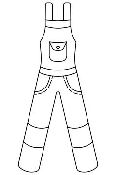 Overalls working. Sketch. Work clothes with pockets for gardening. Vector. Illustrazione stock