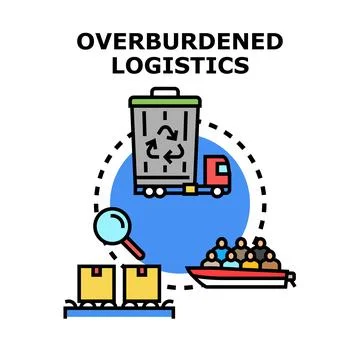 Overburdened logistics concept managing global supply chain challenges Stock Illustration