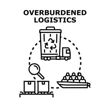 Overburdened logistics concept managing global supply chain challenges Stock Illustration