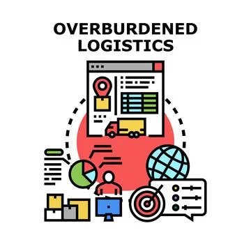 Overburdened logistics supply chain management concept イラスト素材