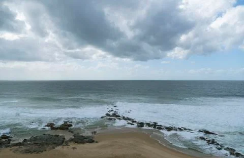 Overcast Beach landscape Stock Photos