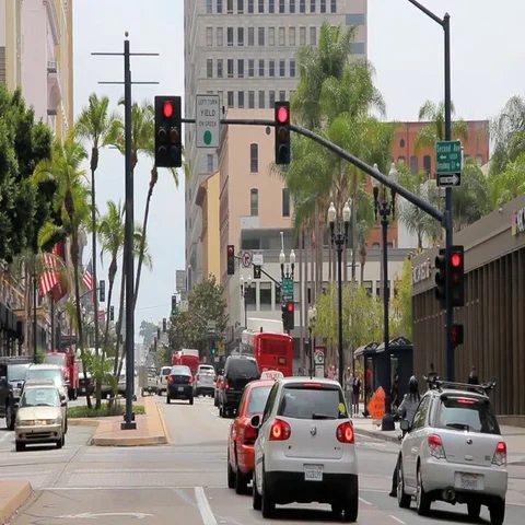 Overcast City Street Intersection and Crosswalk in San Diego Stock Footage 69696331