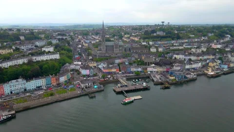 Overcast Cobh Harbour facing Cobh, Ireland Stock Footage 341668189