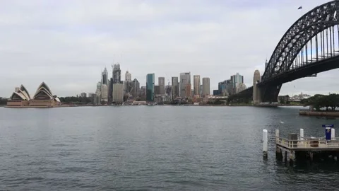 Overcast day time lapse of Sydney Harbour bridge from North Shore to CBD in 4k. Stock Footage 135446037