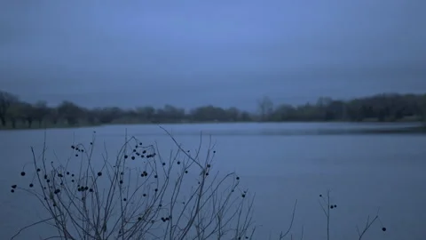 Overcast Lake View 4k Video stock 158240767