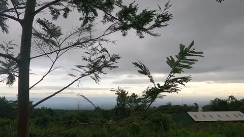 Overcast Mountain Panorama at Mount Merapi Slope – Central Java Indonesia Stock Footage 321323076