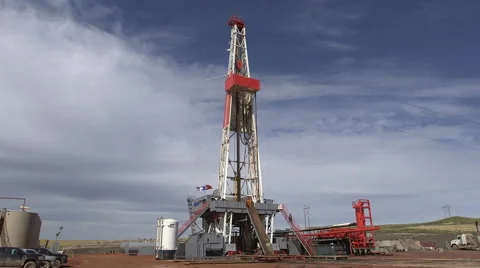 Overcast Oil Drilling Stock Footage 44474734