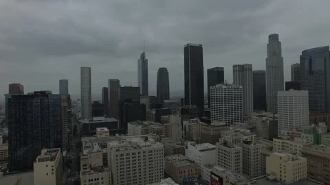 Overcast over LA Skyline Stock Footage 160148797