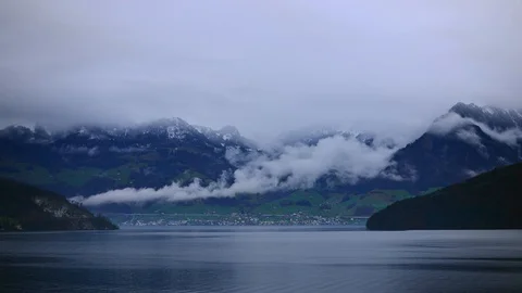 Overcast over the peaks of the Nidwalden Mountains. Switzerland landscape. Stock Footage 123745897
