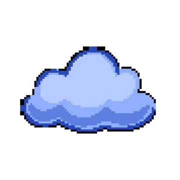 Overcast rain cloud pixel art vector illustration Illustrazione stock