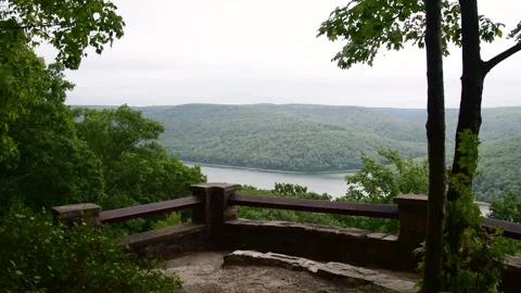Overcast rimrock viewing platform spring weather Stock Footage 259434544
