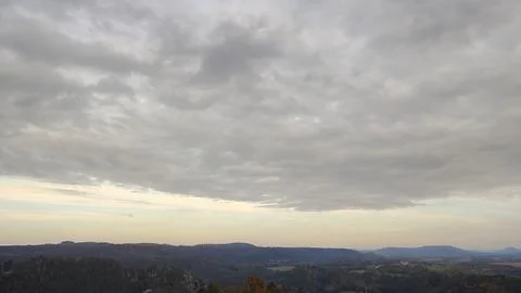 Overcast rolling landscape cloud clouds nature travel background evening su.. Stock Photos