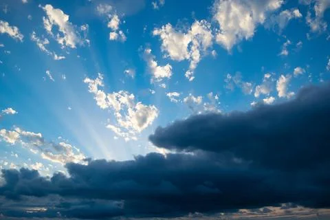 Overcast sky. Dark clouds. Sky background. Heavenly landscape. Stock Photos