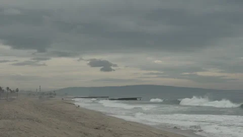 Overcast Sky at Dockweiler Beach Stock Footage 288373873