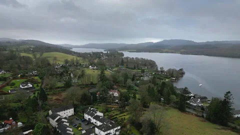 Overcast sky hovers above tranquil lake Stock Footage 345653134