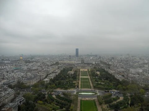 Overcast view of Paris from a high vantage point Stock Photos