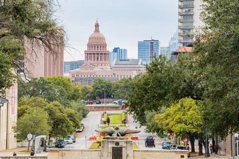 Overcast view of Texas Capitol Foto stock