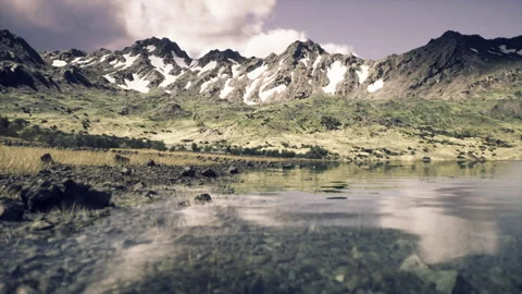 Overcast weather casting shadows on spiky mountain ridges beneath Video stock 333992681