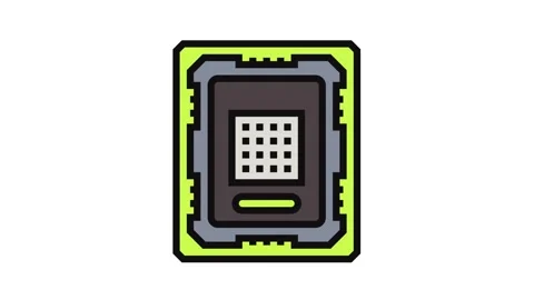 Overclocked cpu chip gaming pc color icon animation Stock Footage 326116265