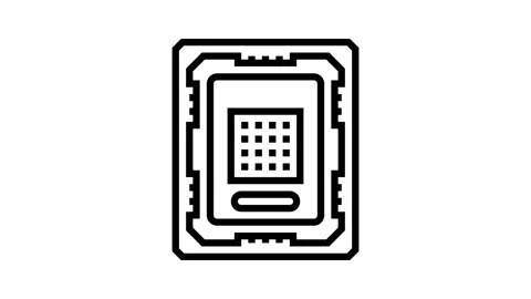 Overclocked cpu chip gaming pc line icon animation Stock Footage 326123575