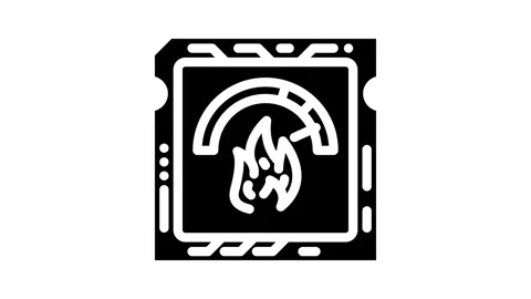 Overclocked cpu chip gaming pc glyph icon animation Stock Footage 326730849