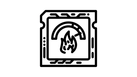 Overclocked cpu chip gaming pc line icon animation Stock Footage 326748859