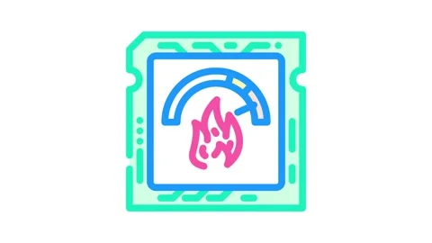 Overclocked cpu chip gaming pc color icon animation Stock Footage 327257172