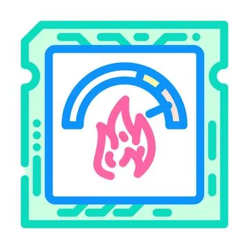 Overclocked cpu chip gaming pc color icon vector illustration Stock Illustration