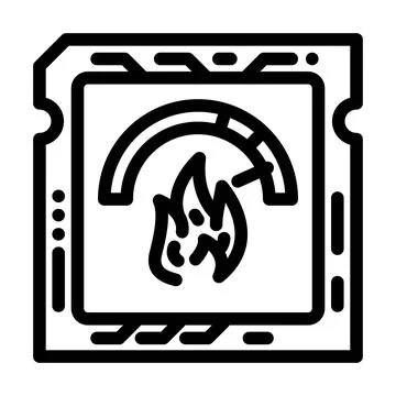 Overclocked cpu chip gaming pc line icon vector illustration Stock Illustration