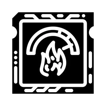 Overclocked cpu chip gaming pc glyph icon vector illustration Stock Illustration