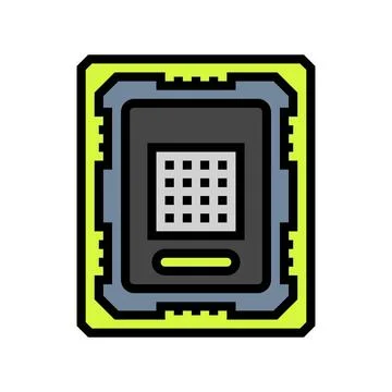 Overclocked cpu chip gaming pc color icon vector illustration Stock Illustration