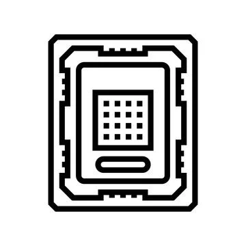 Overclocked cpu chip gaming pc line icon vector illustration Stock Illustration